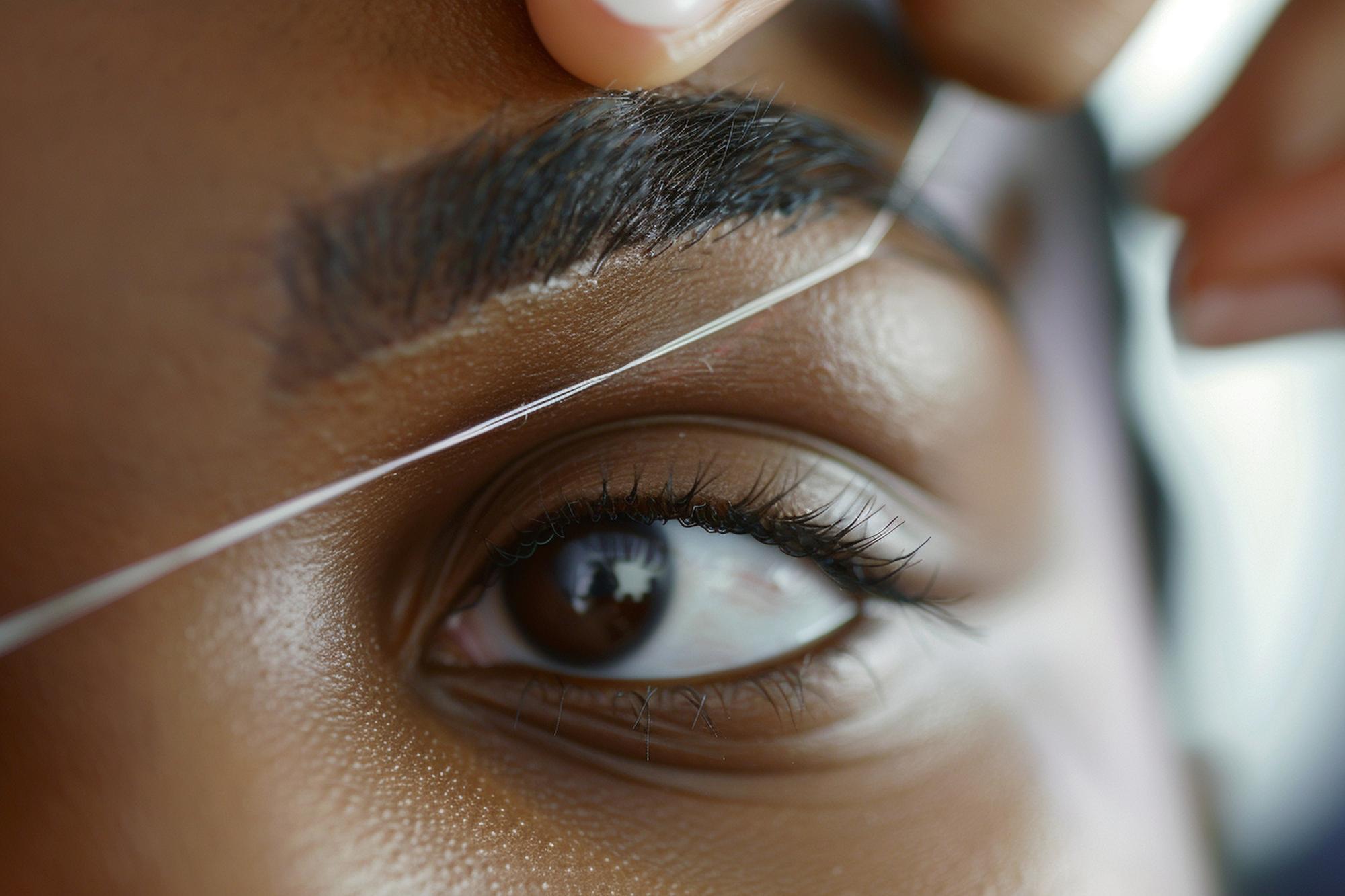Depilação egípcia facial com linha